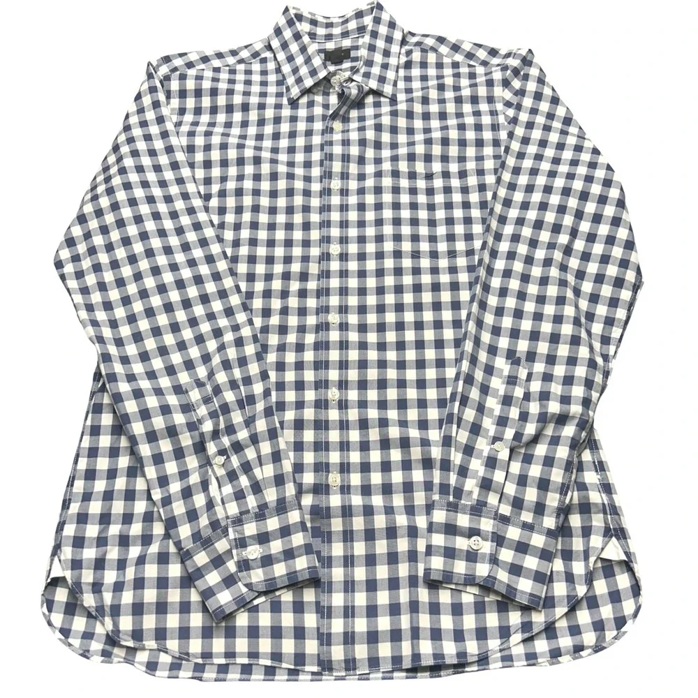 J. Crew Button Down Blue Mens Medium Gingham Long Sleeve Preppy Casual Shirt